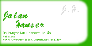 jolan hanser business card